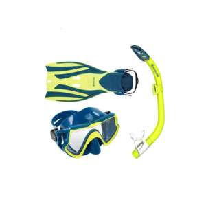 Aqualung Set Trooper Snorkeling Small/Medium - Yellow Blue Petrol