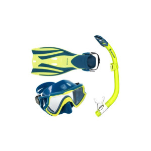 Aqualung Set Trooper Snorkeling Medium/Extra Large - Yellow Blue Petrol