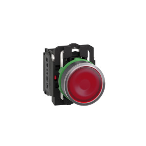 Schneider Illuminated push button, plastic, flush, red, Ø22, spring return 1 NO + 1 NC XB5AW34M5